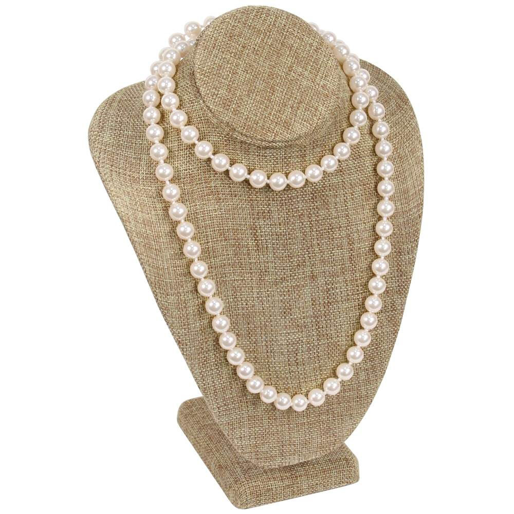 Burlap Jewelry Display Neck Bust